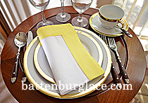 White Hemstitch Diner Napkin with Aurora Colored Border - Click Image to Close